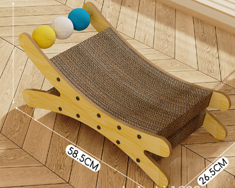 Curved double-layer ball carrying cat scratching board-wood color