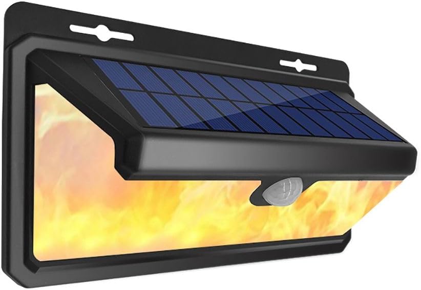 🌟 158‑LED Waterproof Solar Three‑Sided Luminous Flame Lamp with Motion Sensor Wall Light for Garden