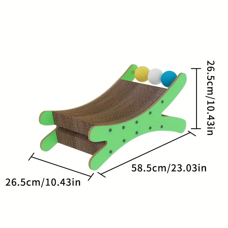 Curved double-layer ball carrying cat scratching board-wood color