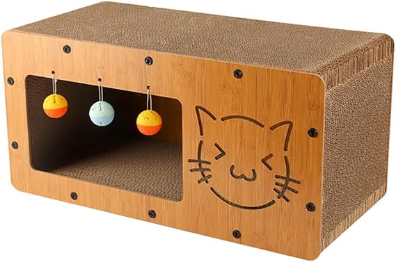 Indoor Cardboard Cat Scratching Box & Playhouse (60x30x30cm) for Cats and Small Pets