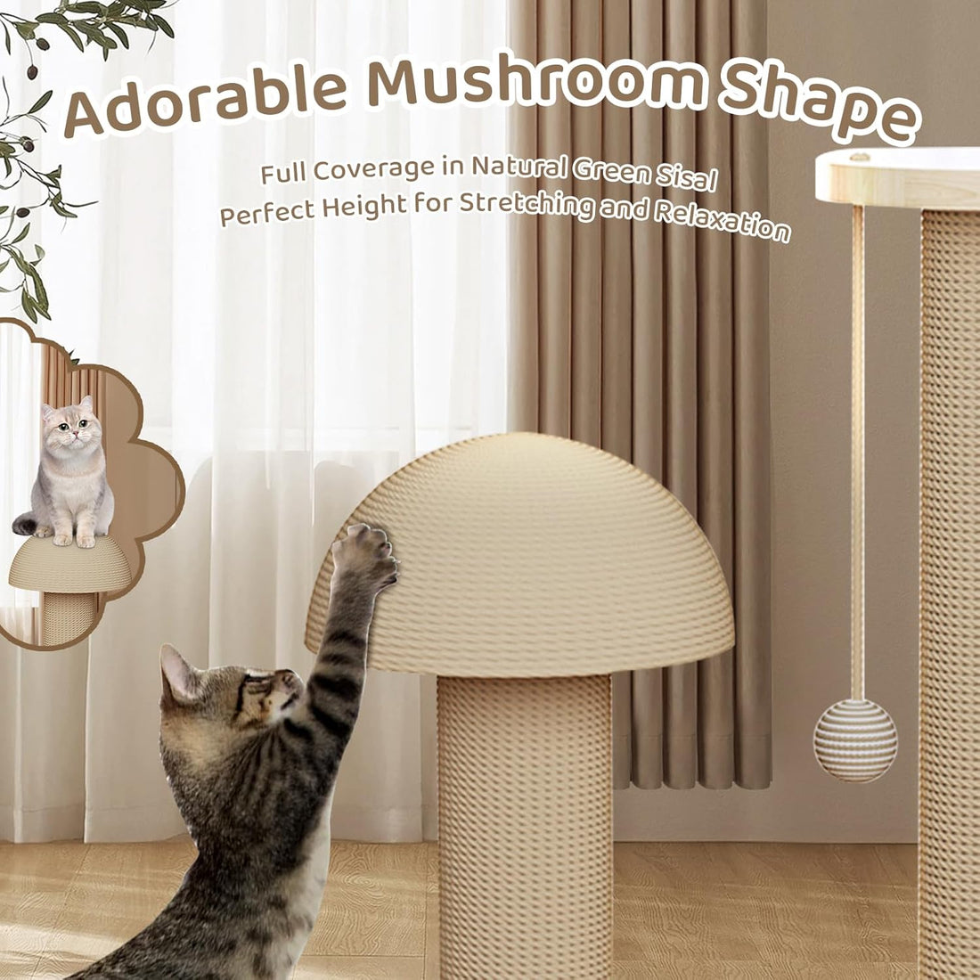 Cat Scratching Post - 4-in-1 Cat Scratching Post Kitten Toy for Indoor Cat