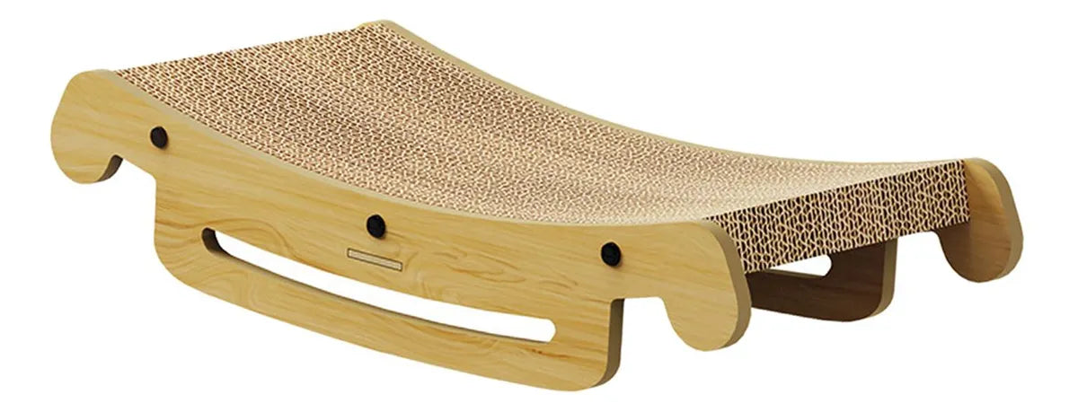 Wooden Cat Scratching Board with Curved Cat Bed