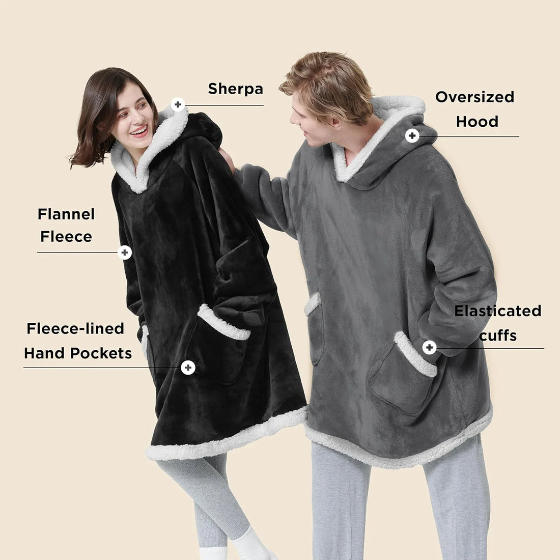 Wearable Blanket Hoodie 90cm - Light Grey